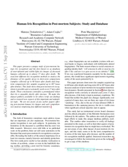 Human Iris Recognition in Post-mortem Subjects: Study and Database