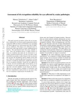 Assessment of iris recognition reliability for eyes affected by ocular
  pathologies