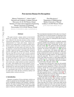 Post-mortem Human Iris Recognition