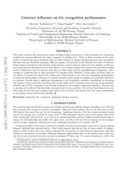 Cataract influence on iris recognition performance