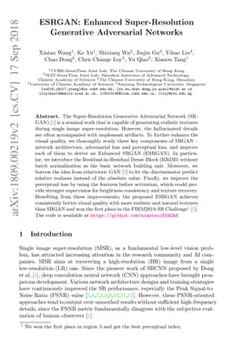 ESRGAN: Enhanced Super-Resolution Generative Adversarial Networks