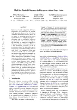 Modeling Topical Coherence in Discourse without Supervision