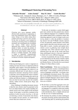 Multilingual Clustering of Streaming News