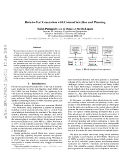 Data-to-Text Generation with Content Selection and Planning