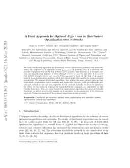 A Dual Approach for Optimal Algorithms in Distributed Optimization over
  Networks