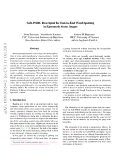 Soft-PHOC Descriptor for End-to-End Word Spotting in Egocentric Scene
  Images