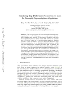 Penalizing Top Performers: Conservative Loss for Semantic Segmentation
  Adaptation