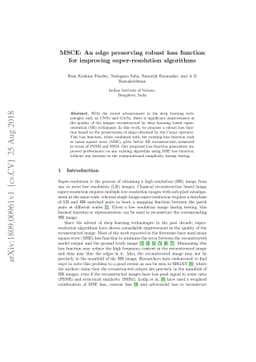 MSCE: An edge preserving robust loss function for improving
  super-resolution algorithms