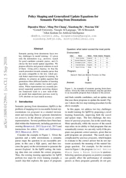 Policy Shaping and Generalized Update Equations for Semantic Parsing
  from Denotations
