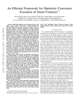 An Efficient Framework for Optimistic Concurrent Execution of Smart
  Contracts