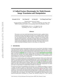 A Unified Feature Disentangler for Multi-Domain Image Translation and
  Manipulation