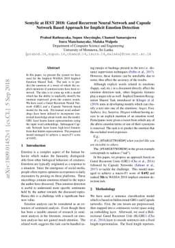 Sentylic at IEST 2018: Gated Recurrent Neural Network and Capsule
  Network Based Approach for Implicit Emotion Detection