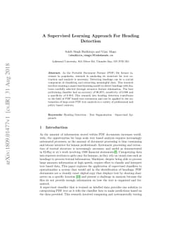 A Supervised Learning Approach For Heading Detection