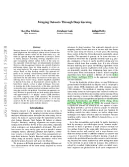 Merging datasets through deep learning