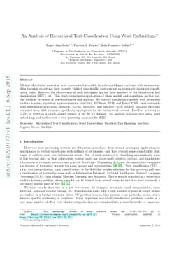 An Analysis of Hierarchical Text Classification Using Word Embeddings