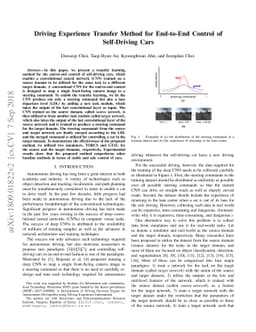 Driving Experience Transfer Method for End-to-End Control of
  Self-Driving Cars