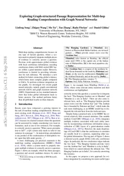 Exploring Graph-structured Passage Representation for Multi-hop Reading
  Comprehension with Graph Neural Networks