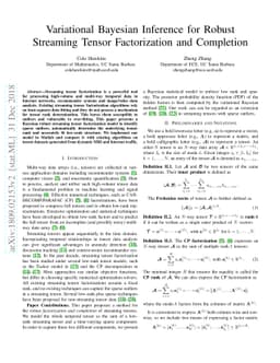 Variational Bayesian Inference for Robust Streaming Tensor Factorization
  and Completion