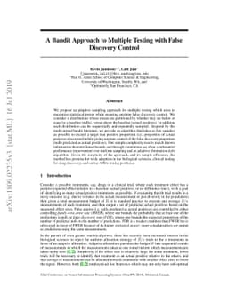 A Bandit Approach to Multiple Testing with False Discovery Control