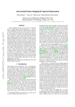 Adversarial Feature-Mapping for Speech Enhancement