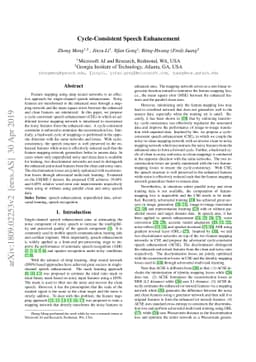 Cycle-Consistent Speech Enhancement