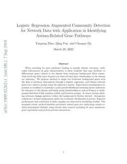 Logistic Regression Augmented Community Detection for Network Data with
  Application in Identifying Autism-Related Gene Pathways