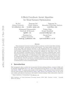 A Block Coordinate Ascent Algorithm for Mean-Variance Optimization