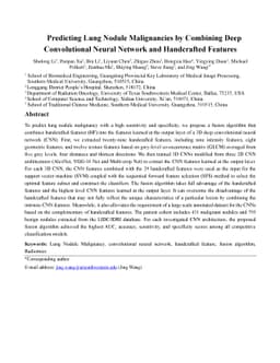Predicting Lung Nodule Malignancies by Combining Deep Convolutional
  Neural Network and Handcrafted Features