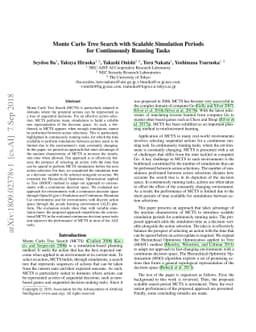 Monte Carlo Tree Search with Scalable Simulation Periods for
  Continuously Running Tasks