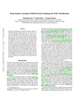 Deep Feature Learning of Multi-Network Topology for Node Classification