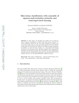 Skin lesion classification with ensemble of squeeze-and-excitation
  networks and semi-supervised learning