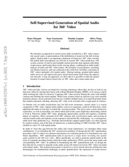 Self-Supervised Generation of Spatial Audio for 360 Video