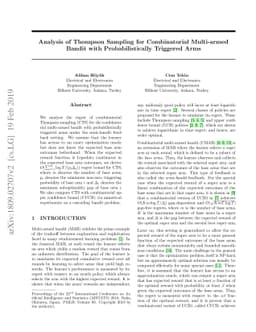 Analysis of Thompson Sampling for Combinatorial Multi-armed Bandit with
  Probabilistically Triggered Arms
