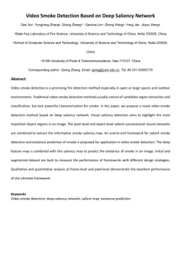 Video Smoke Detection Based on Deep Saliency Network