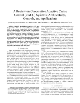 A Review on Cooperative Adaptive Cruise Control (CACC) Systems:
  Architectures, Controls, and Applications