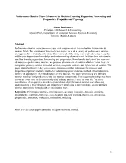 Performance Metrics (Error Measures) in Machine Learning Regression,
  Forecasting and Prognostics: Properties and Typology