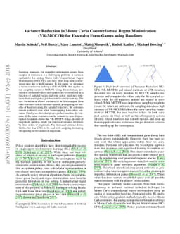 Variance Reduction in Monte Carlo Counterfactual Regret Minimization
  (VR-MCCFR) for Extensive Form Games using Baselines