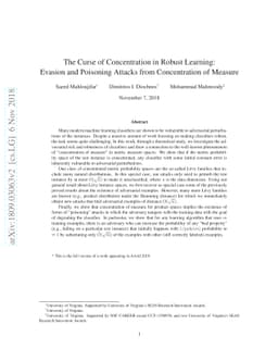 The Curse of Concentration in Robust Learning: Evasion and Poisoning
  Attacks from Concentration of Measure