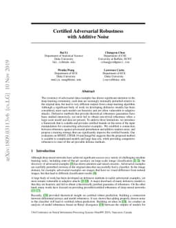 Certified Adversarial Robustness with Additive Noise