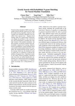 Greedy Search with Probabilistic N-gram Matching for Neural Machine
  Translation