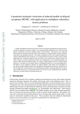 A posteriori stochastic correction of reduced models in delayed
  acceptance MCMC, with application to multiphase subsurface inverse problems