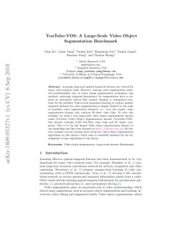 YouTube-VOS: A Large-Scale Video Object Segmentation Benchmark