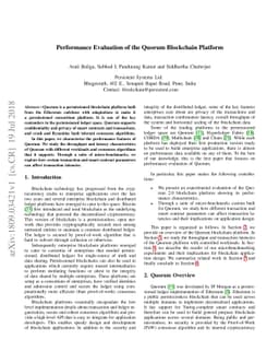 Performance Evaluation of the Quorum Blockchain Platform