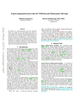 Expert-augmented actor-critic for ViZDoom and Montezumas Revenge