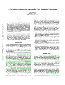 A Correlation Maximization Approach for Cross Domain Co-Embeddings