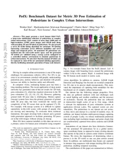 PedX: Benchmark Dataset for Metric 3D Pose Estimation of Pedestrians in
  Complex Urban Intersections