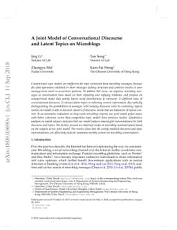 A Joint Model of Conversational Discourse and Latent Topics on
  Microblogs