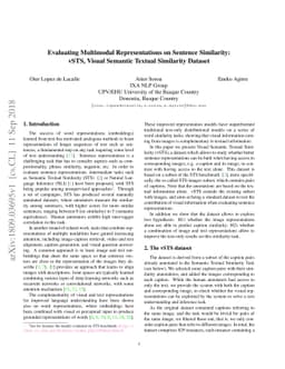 Evaluating Multimodal Representations on Sentence Similarity: vSTS,
  Visual Semantic Textual Similarity Dataset
