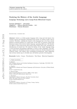 Studying the History of the Arabic Language: Language Technology and a
  Large-Scale Historical Corpus