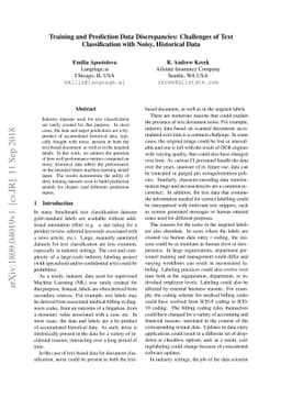 Training and Prediction Data Discrepancies: Challenges of Text
  Classification with Noisy, Historical Data